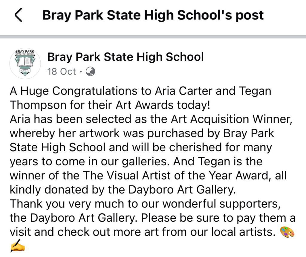 the BPSHS Visual Artist of the Year Award 3 the BPSHS Visual Artist of the Year Award 3